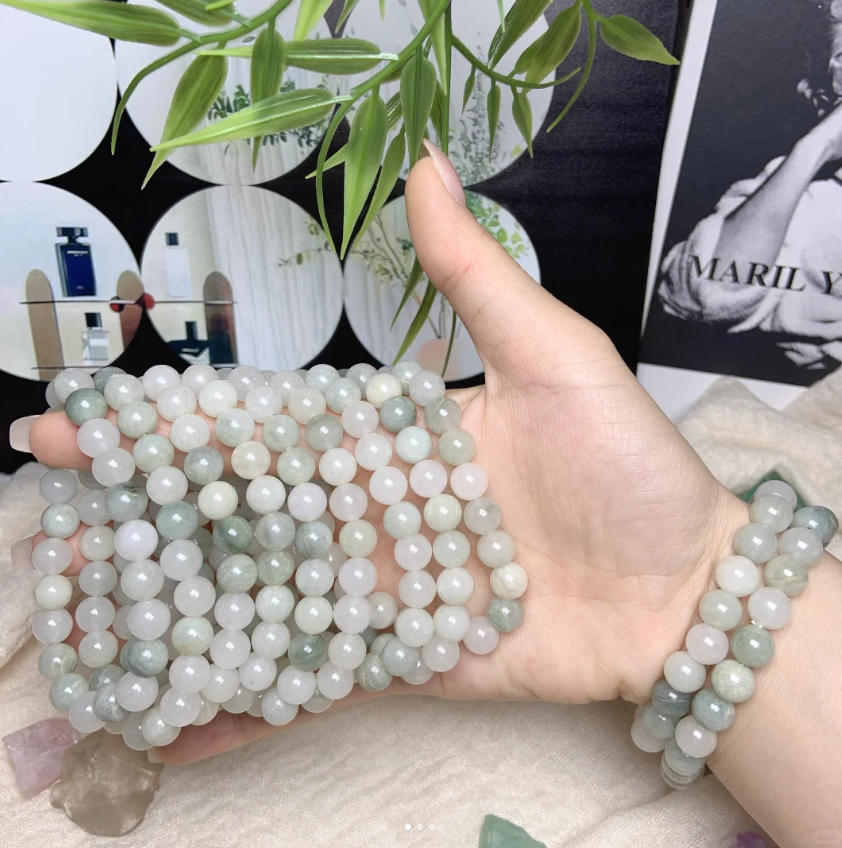天山翠玉石英质玉纹路多样性手串卡8拍一发一多样性发货
