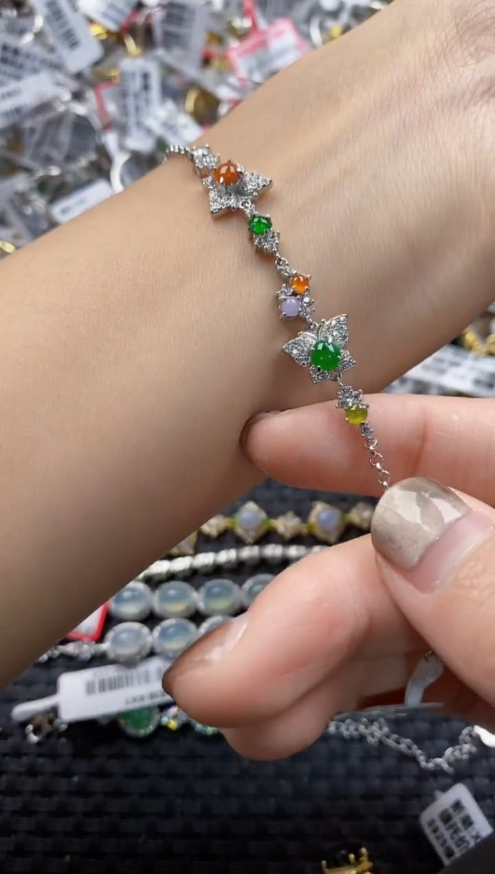 翡翠戒指银S925镶嵌6666----6