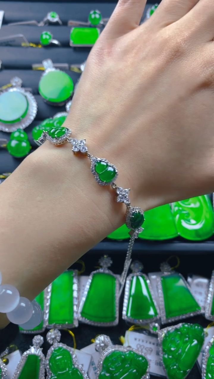 【闪购商品】翡翠手链银S925镶嵌11111111