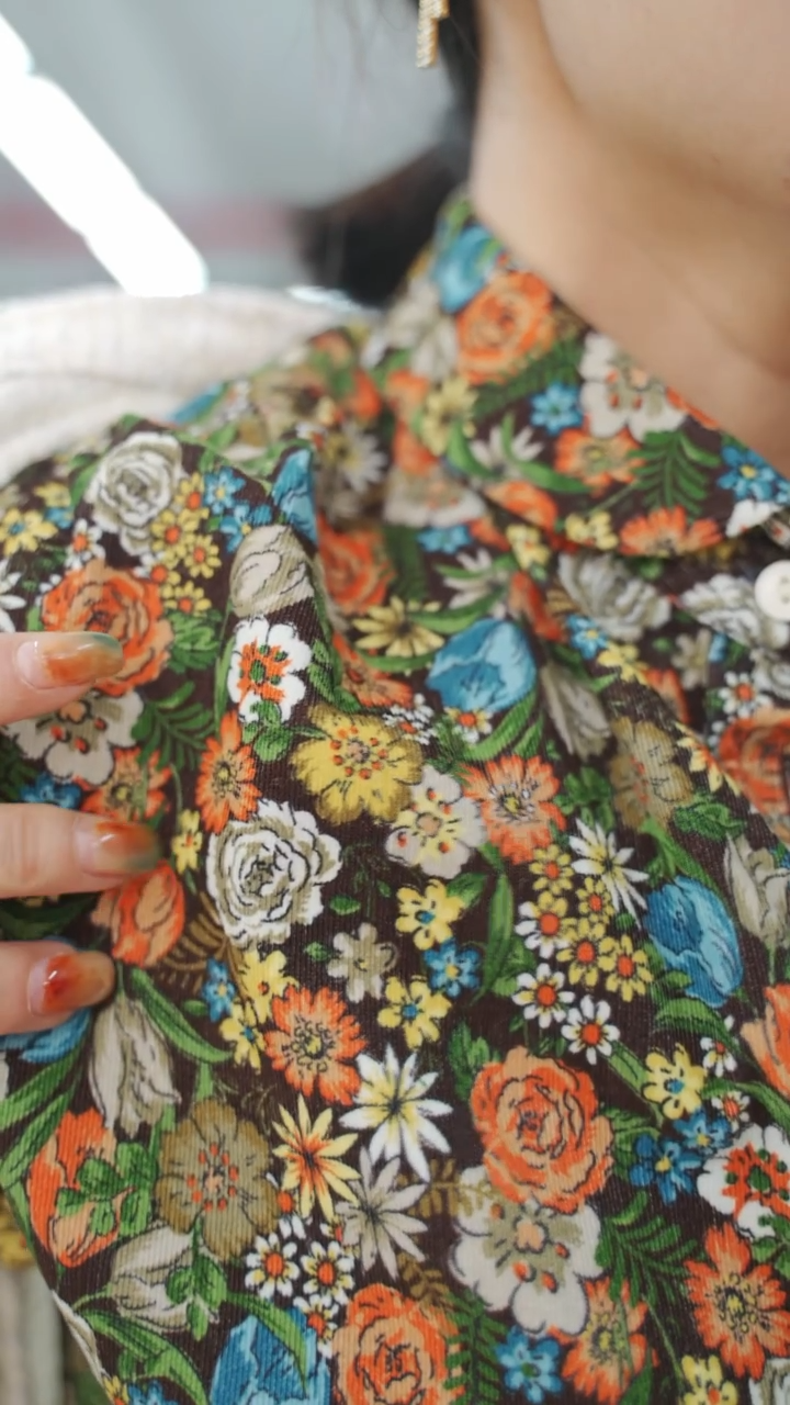 棉1.6米PINTO细条棉灯芯绒柔软小花衬衫连衣裙布 意大利进口