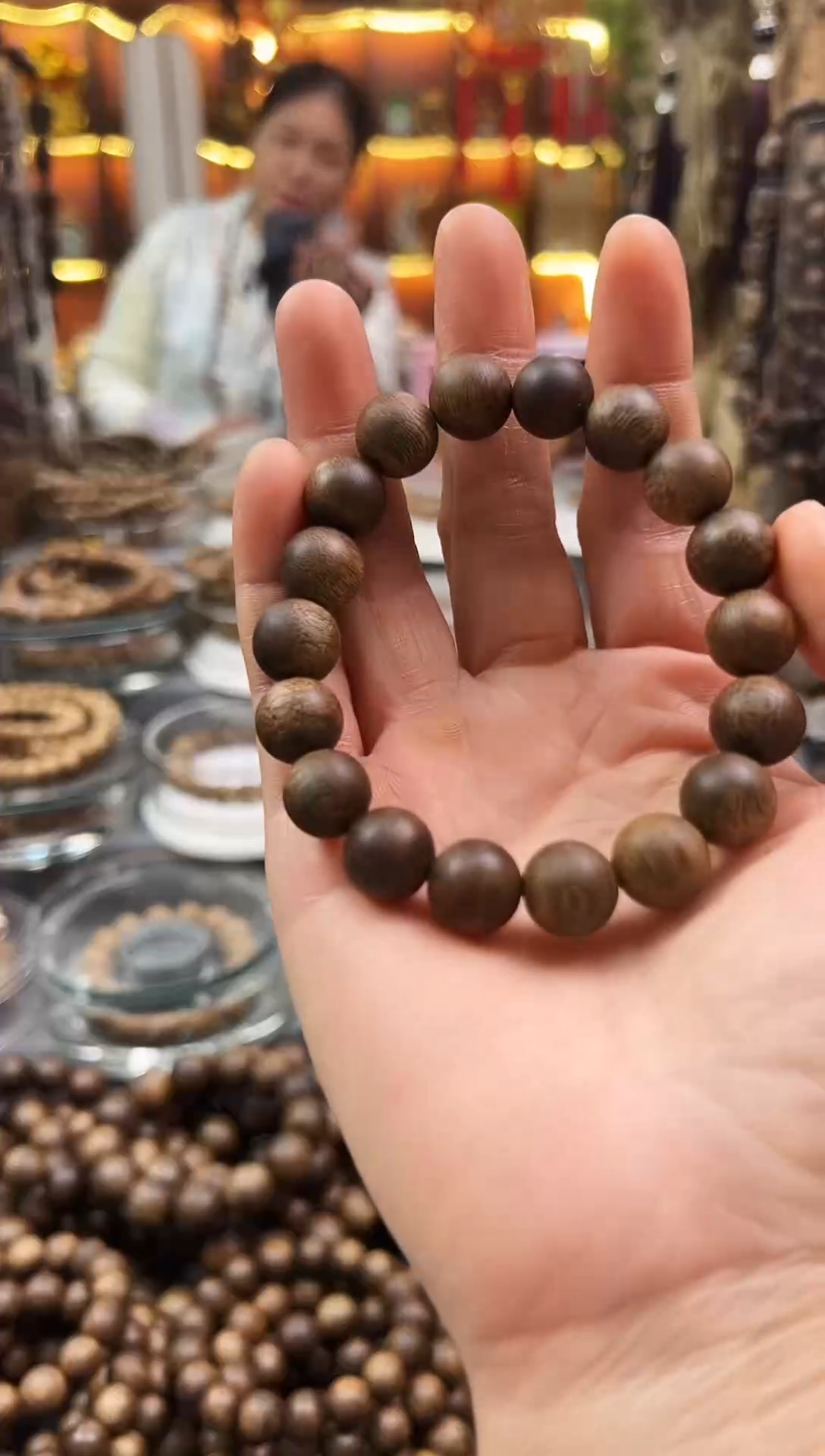 沉香手串棋楠白露圆珠单圈