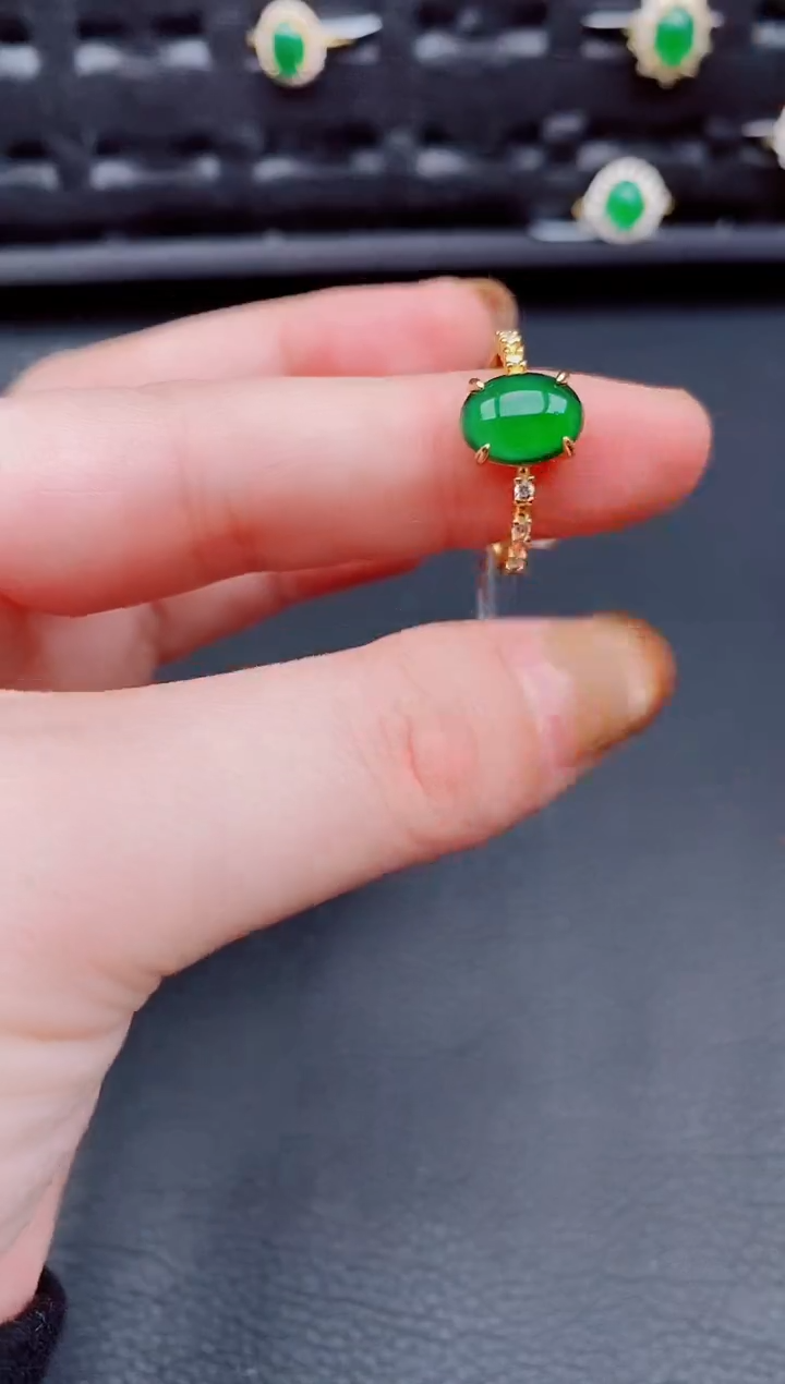 【闪购商品】翡翠戒指银S925镶嵌天然a货翡翠272