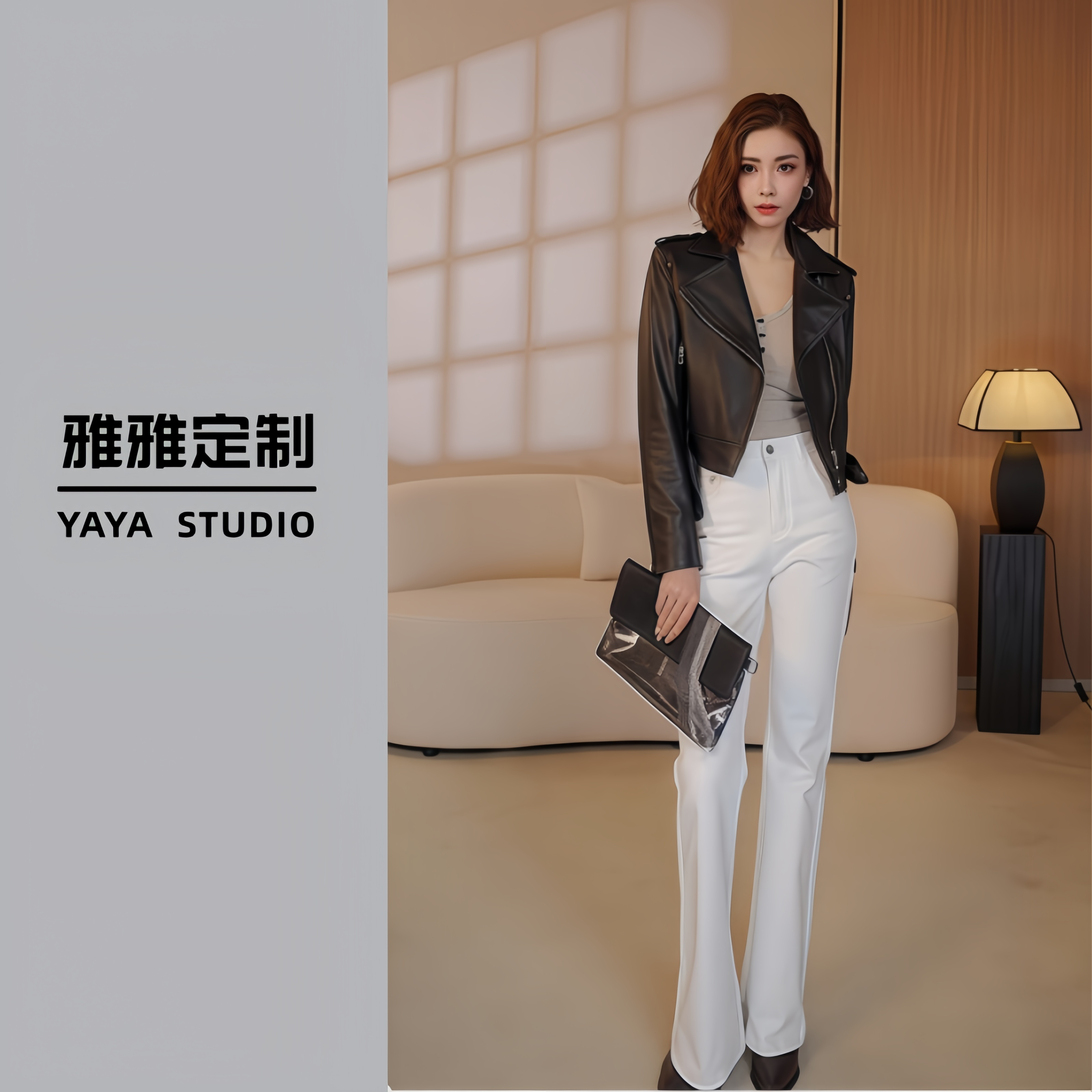 【雅雅定制】美式复古加绒修身显瘦直筒微喇微弹秋冬新款牛仔裤728