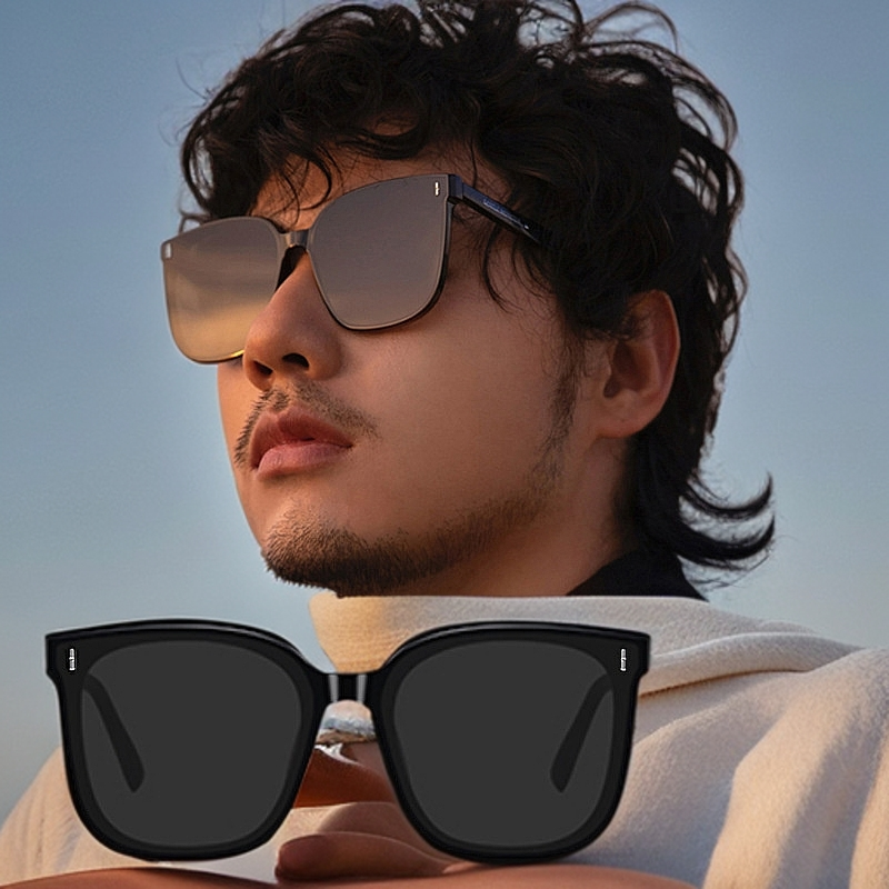 方框墨镜男女通用男款网红时尚街拍防紫外线高级感驾驶无框墨镜