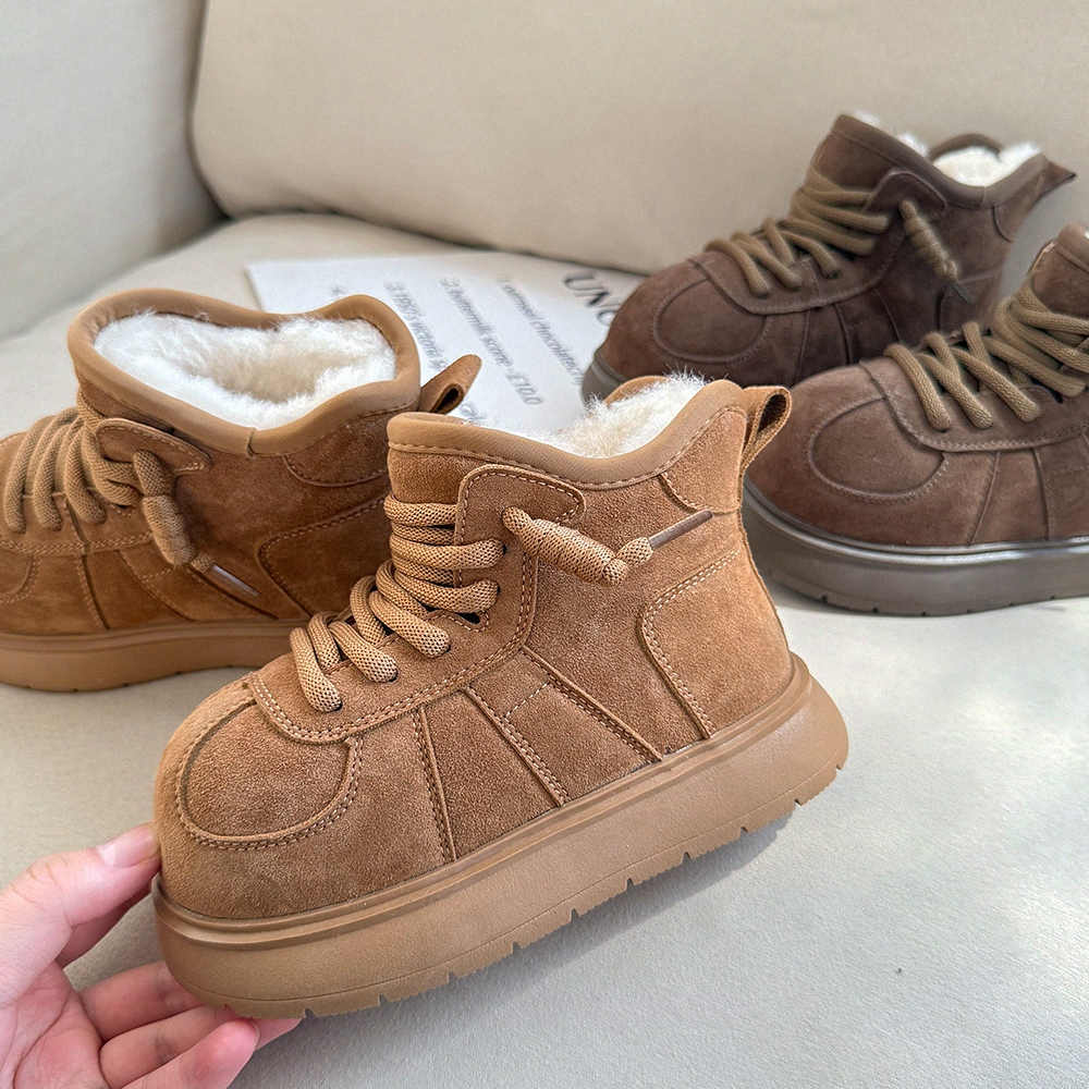 女童雪地靴2025冬季新款儿童棉鞋卡皮巴拉大头加绒加厚亲子面包鞋