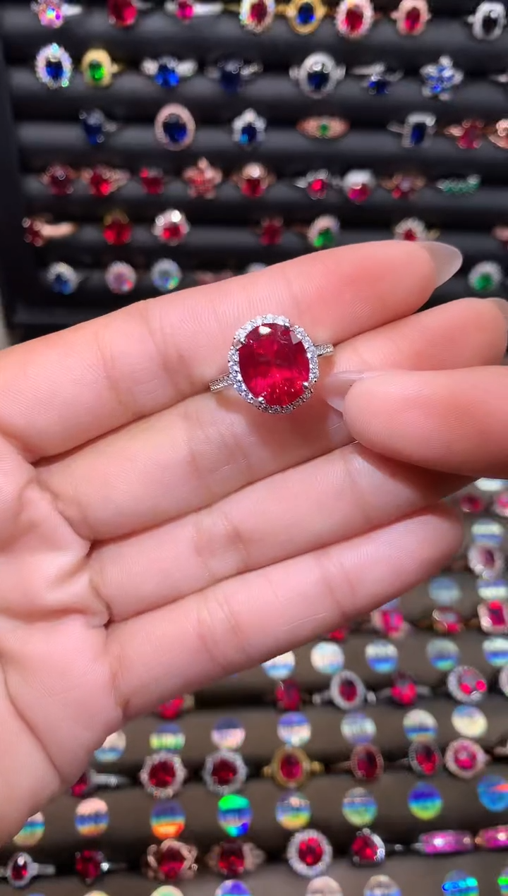 【闪购商品】红宝石戒指银S925镶嵌1012白