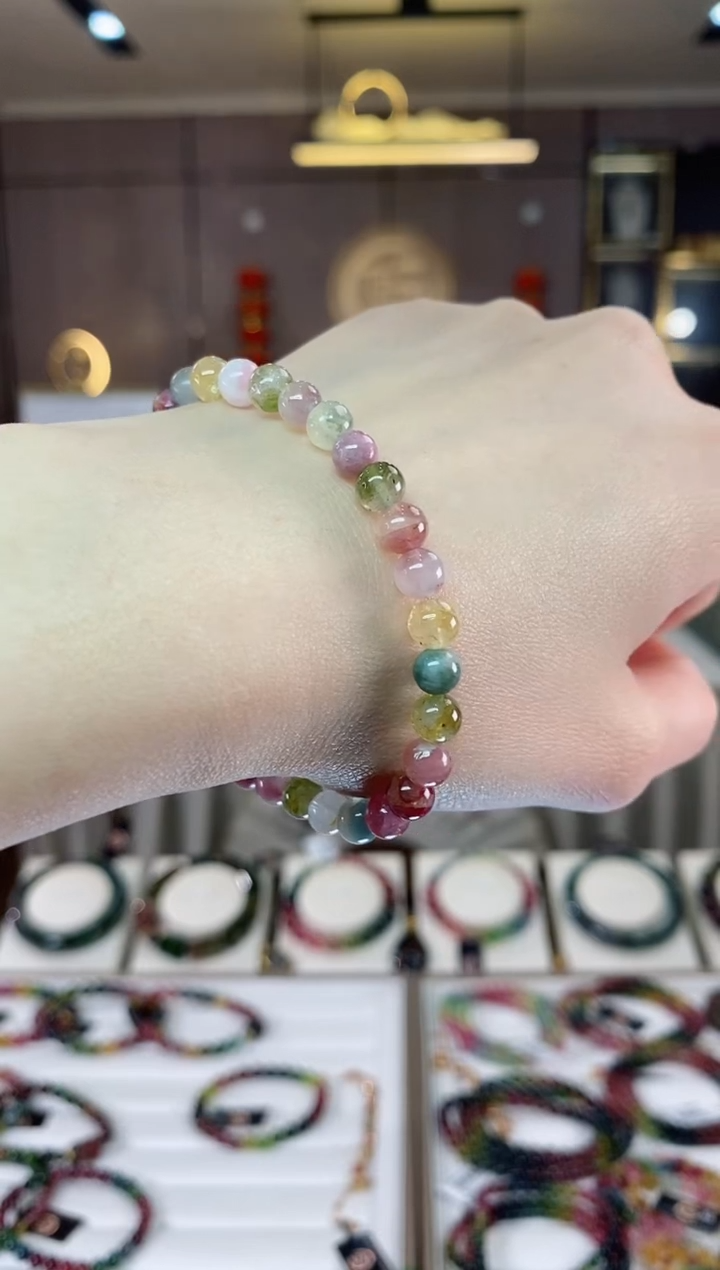 【闪购商品】碧玺西瓜单圈手串5mm+未镶嵌一物一证dan