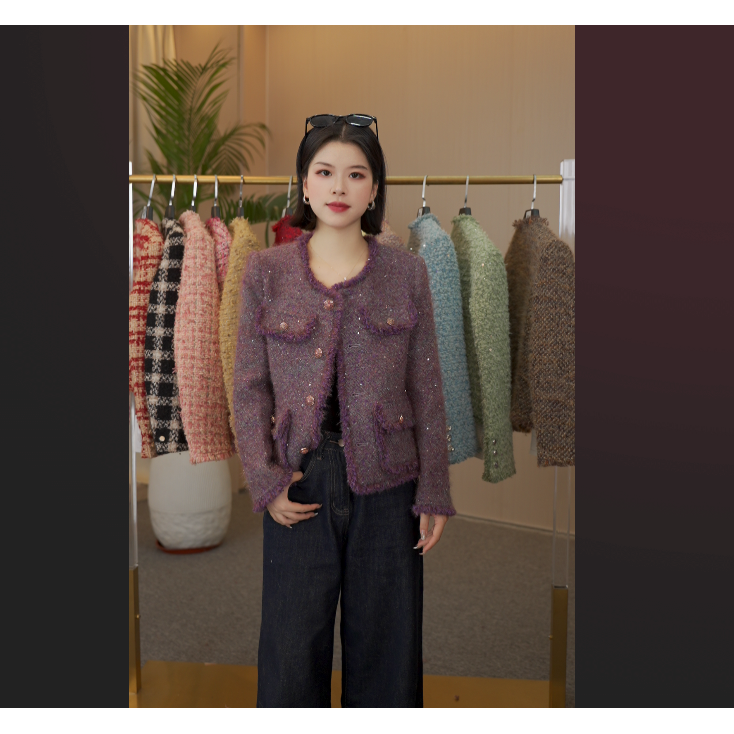 【葡萄紫】MSSY美舒尚衣、上衣短外套小香风气质新款轻奢百搭60108