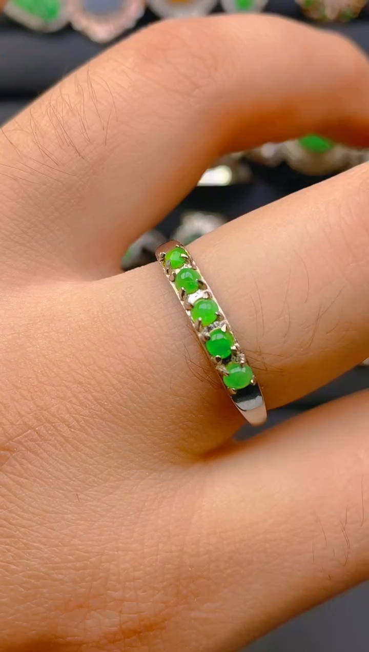 【闪购商品】翡翠戒指银S925镶嵌天然A货翡翠1