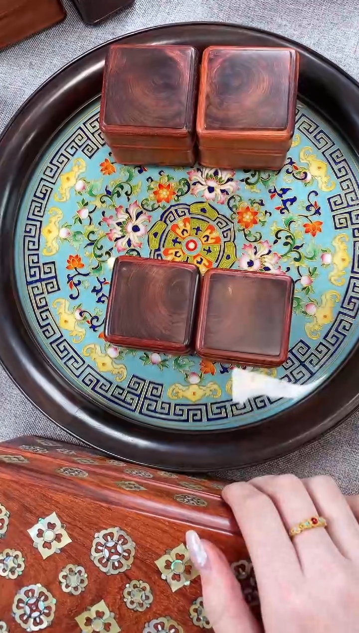 【闪购商品】紫檀木类成套家具小对镶嵌黄花梨面包盒