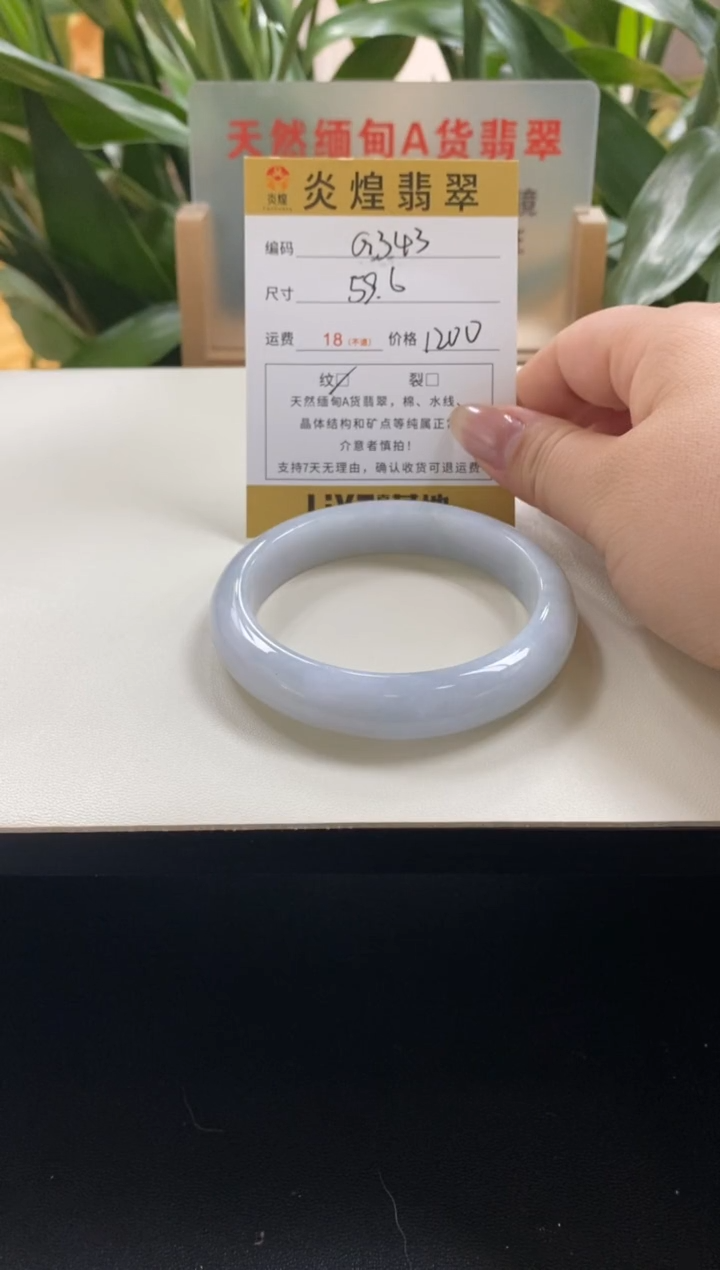 未镶嵌手镯翡翠59.6圈口编码g343