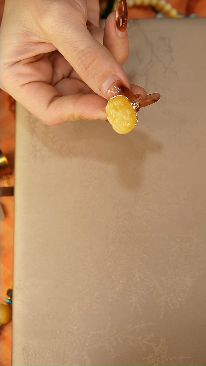 【闪购商品】琥珀戒指银S925镶嵌戒指