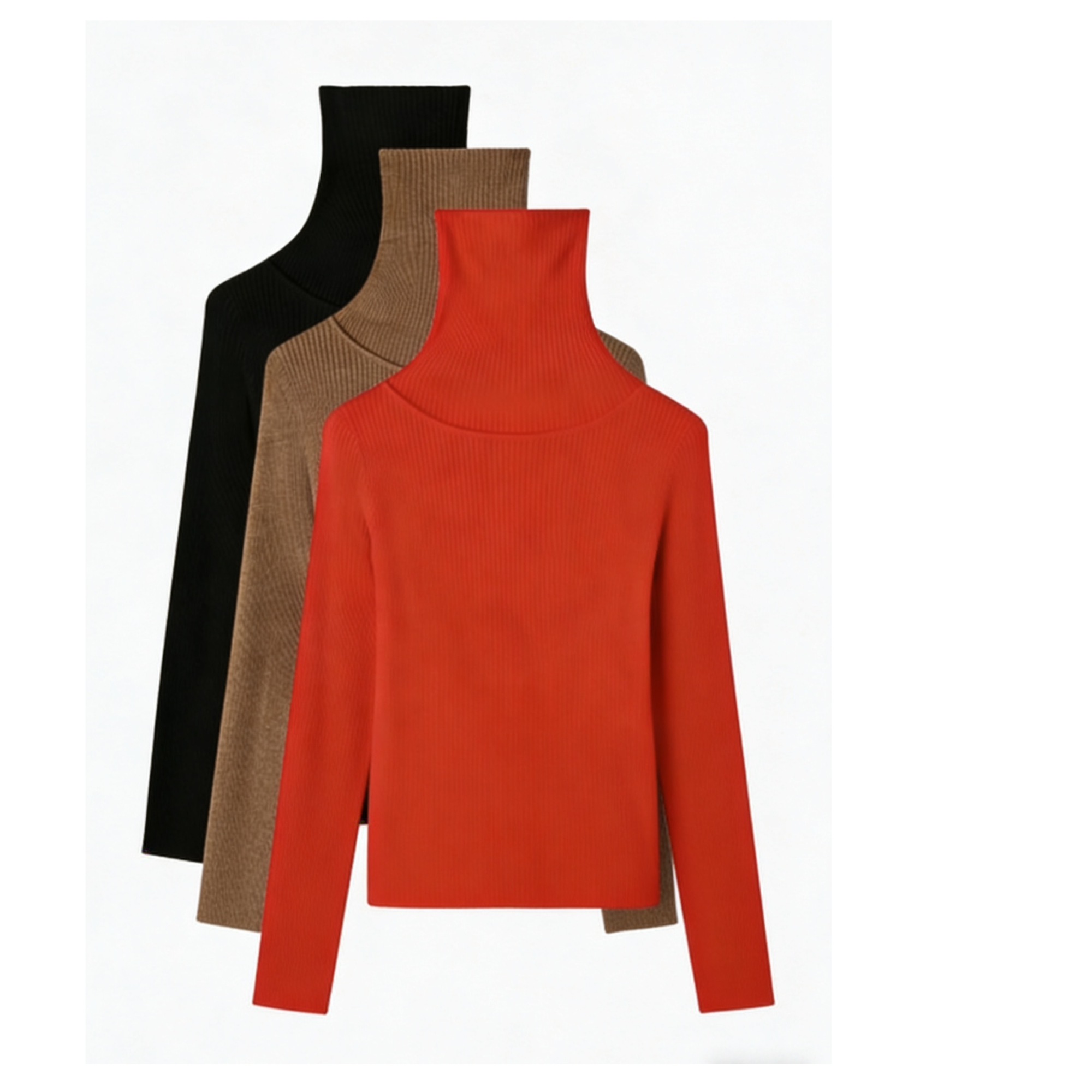 RY |长袖披肩两件高领针织衫