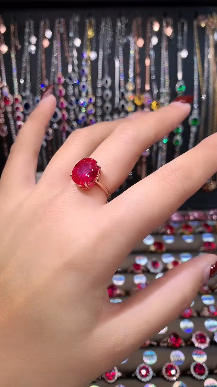 【闪购商品】红宝石戒指银S925镶嵌10.12玫瑰金