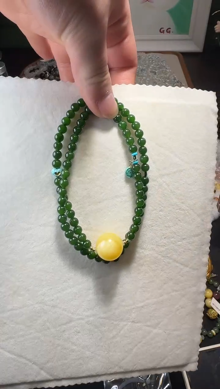 【闪购商品】和田玉（碧玉）手链未镶嵌碧玉蜜蜡手串