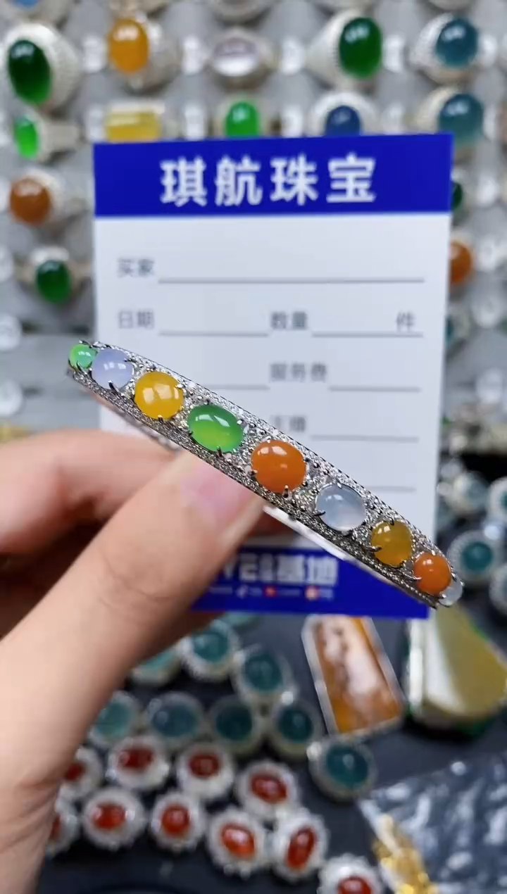 【闪购商品】翡翠手镯银S925镶嵌0711