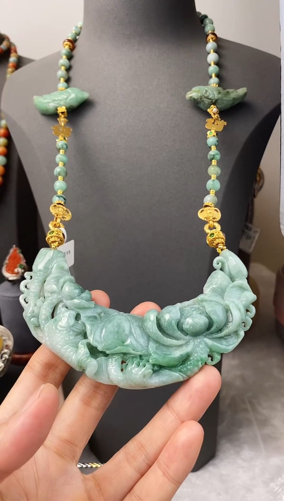 颈饰未镶嵌翡翠设计师翡翠毛衣链