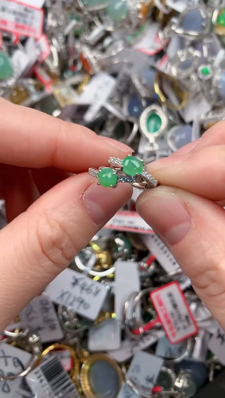 银S925镶嵌戒指翡翠222    8