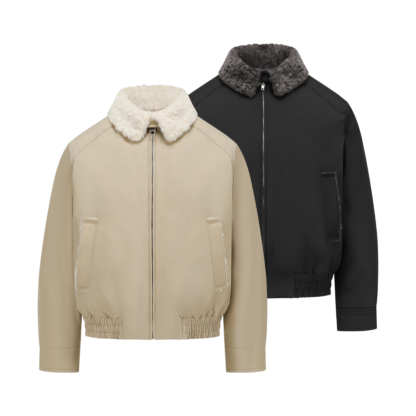 MANUSCRIPT A1毛领棉服 保暖加绒正肩冬季加厚bomber短款夹克外套