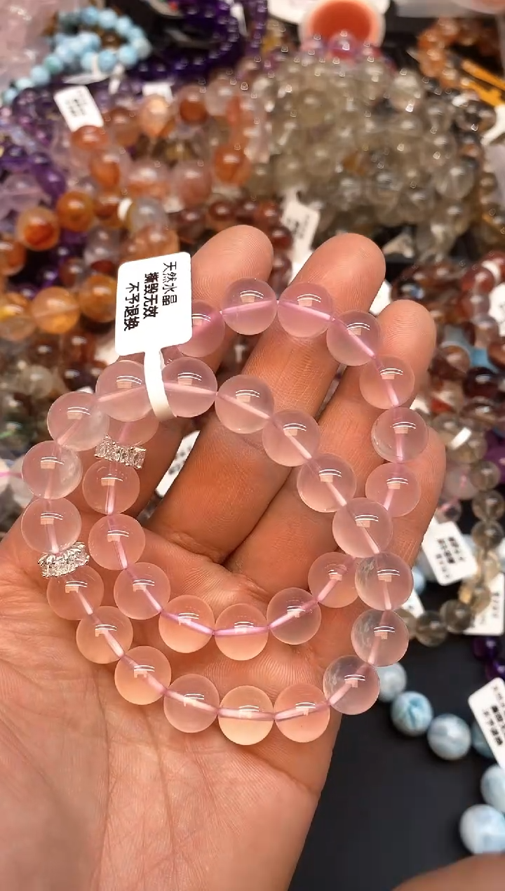 【闪购商品】水晶手链未镶嵌82 粉水晶11mm+ 多样性发其一