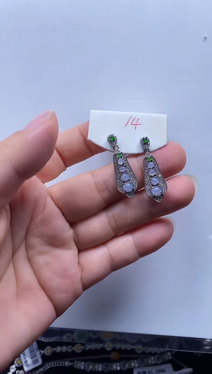 翡翠银S925镶嵌耳饰耳饰