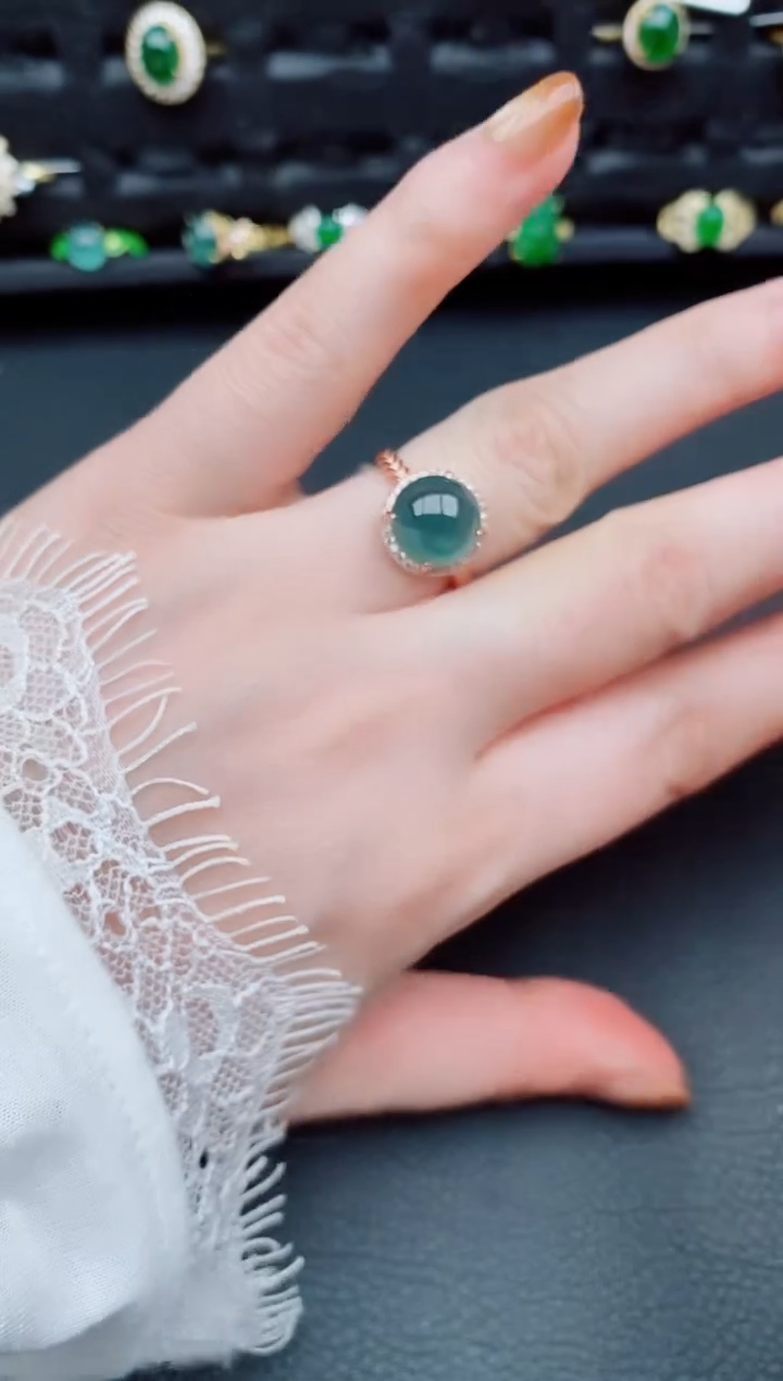 【闪购商品】翡翠戒指银S925镶嵌天然a货翡翠284