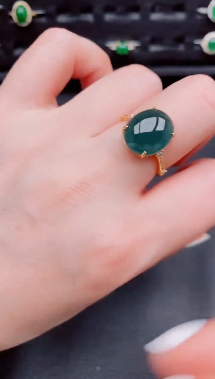 【闪购商品】翡翠戒指银S925镶嵌天然a货翡翠238