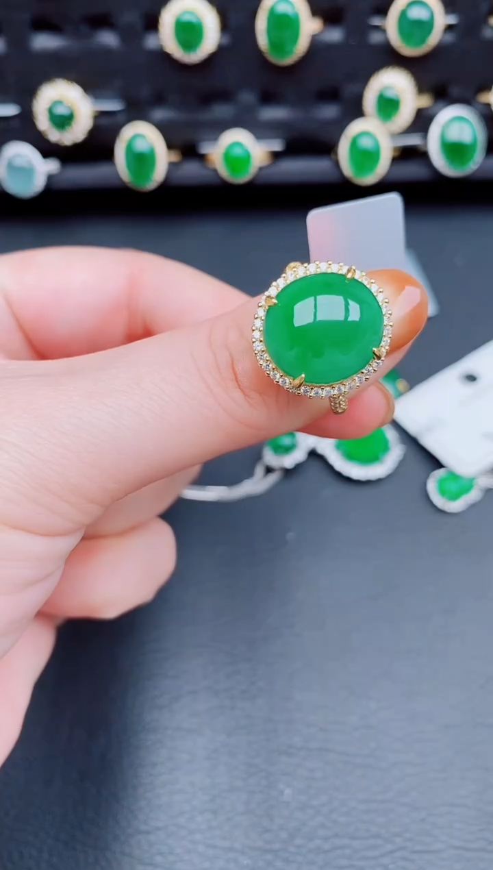 【闪购商品】翡翠戒指银S925镶嵌天然a货翡翠305