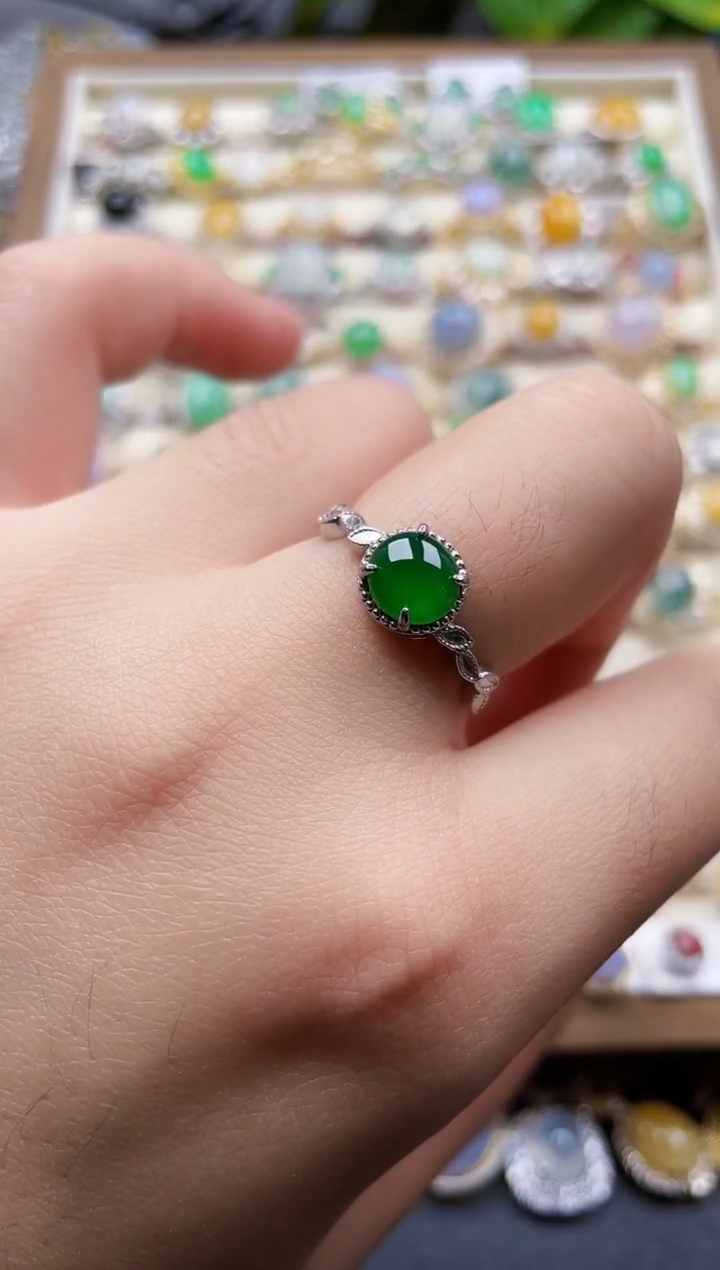 银S925镶嵌戒指翡翠12