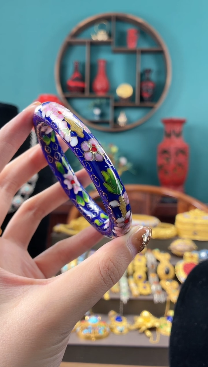 非遗手工景泰蓝镯子宝蓝
