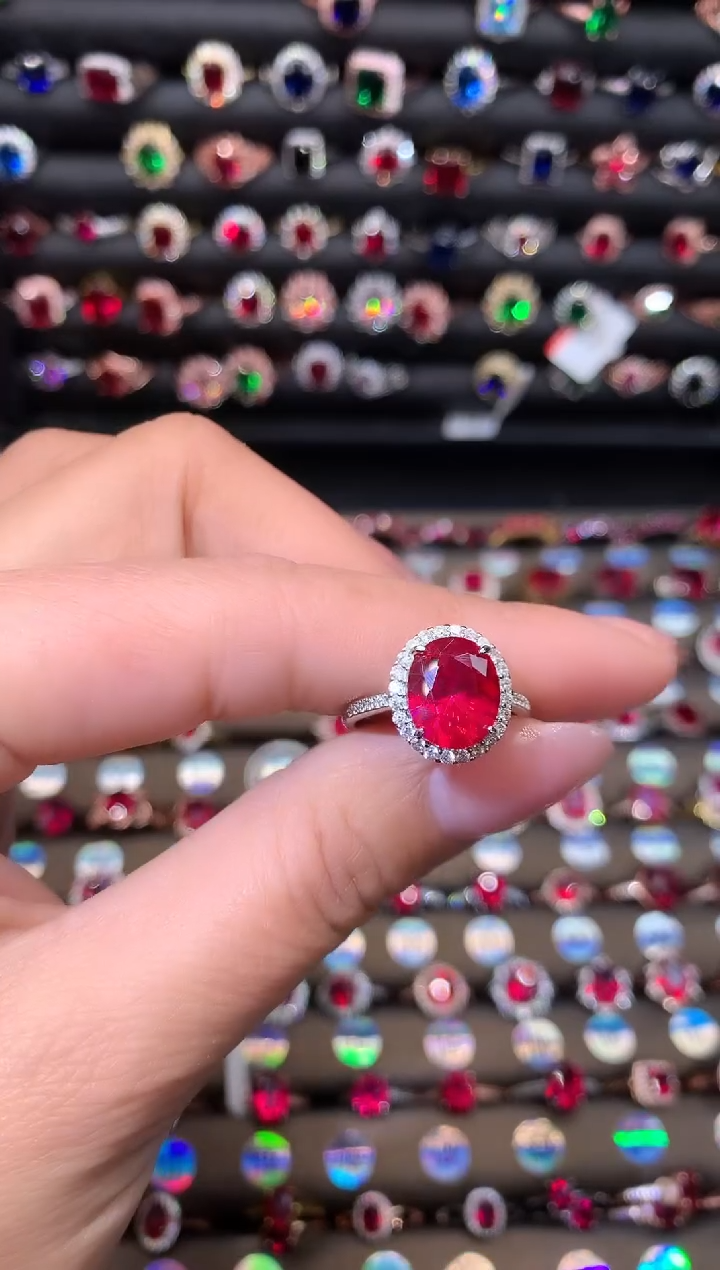 【闪购商品】红宝石戒指银S925镶嵌911