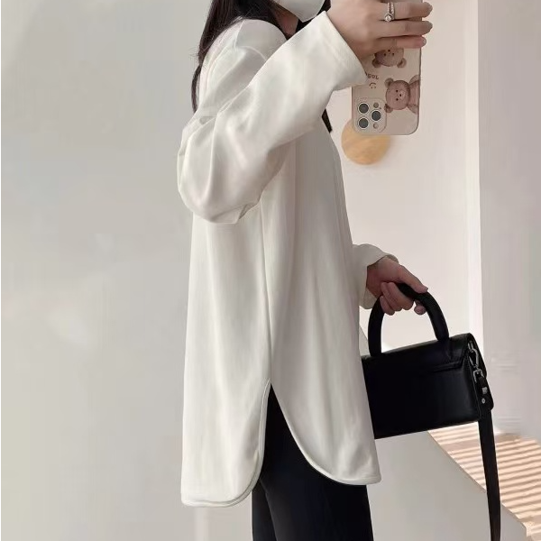 设计感弧形扩版慵懒风女士叠穿T恤百搭