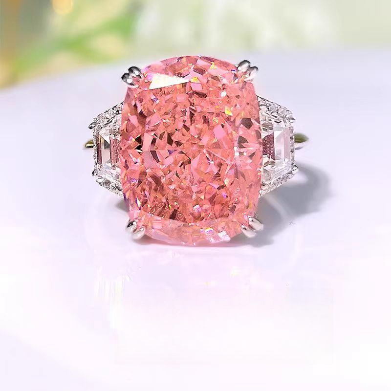 10ct粉红之心戒指轻奢小众活口