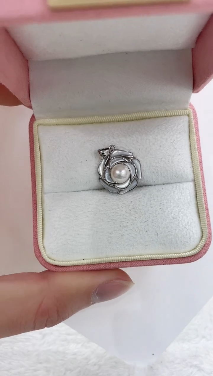 【闪购商品】海水珍珠吊坠(不含链)银S925镶嵌海水珍珠吊坠