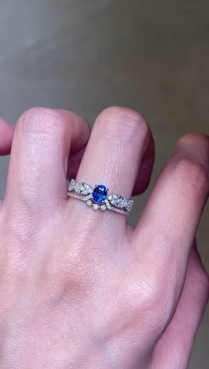 【闪购商品】蓝宝石戒指18K金镶嵌主石：0.58ct