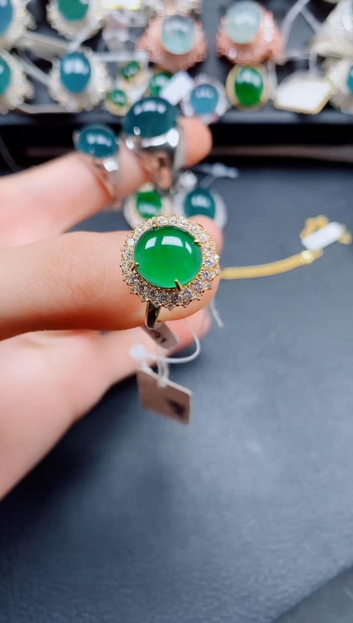 翡翠银S925镶嵌戒指翡翠