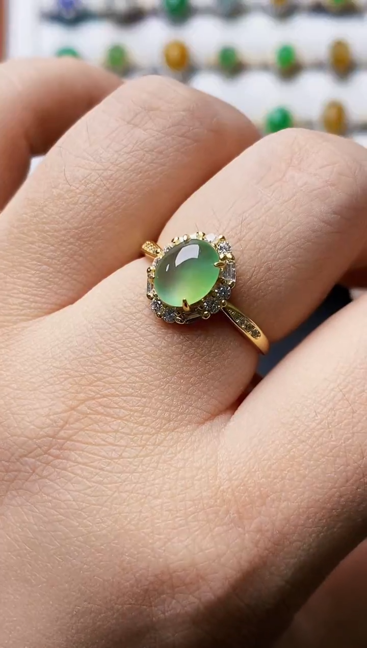 银S925镶嵌戒指翡翠4111