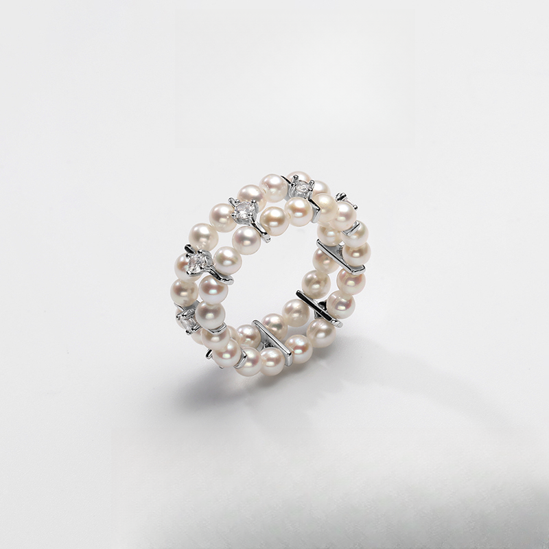 【暹罗珠宝】天然AK珍珠‘赫本的礼物’3-4mm珍珠闭口戒 J2480001