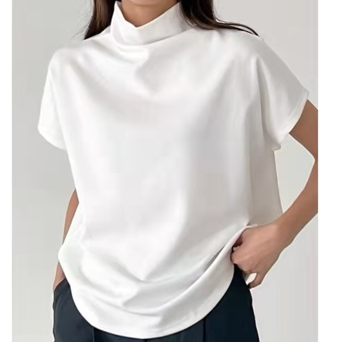 韩国正品新款高品质半高领短袖