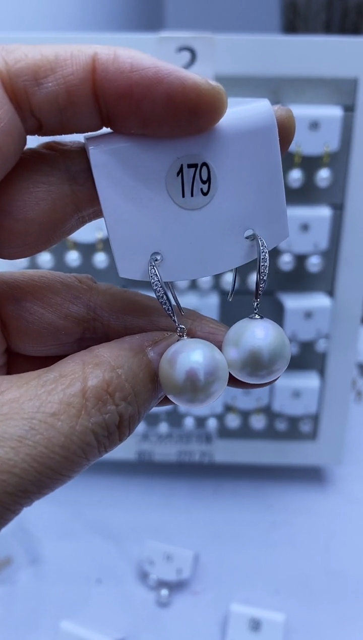 银S925镶嵌耳饰淡水珍珠179