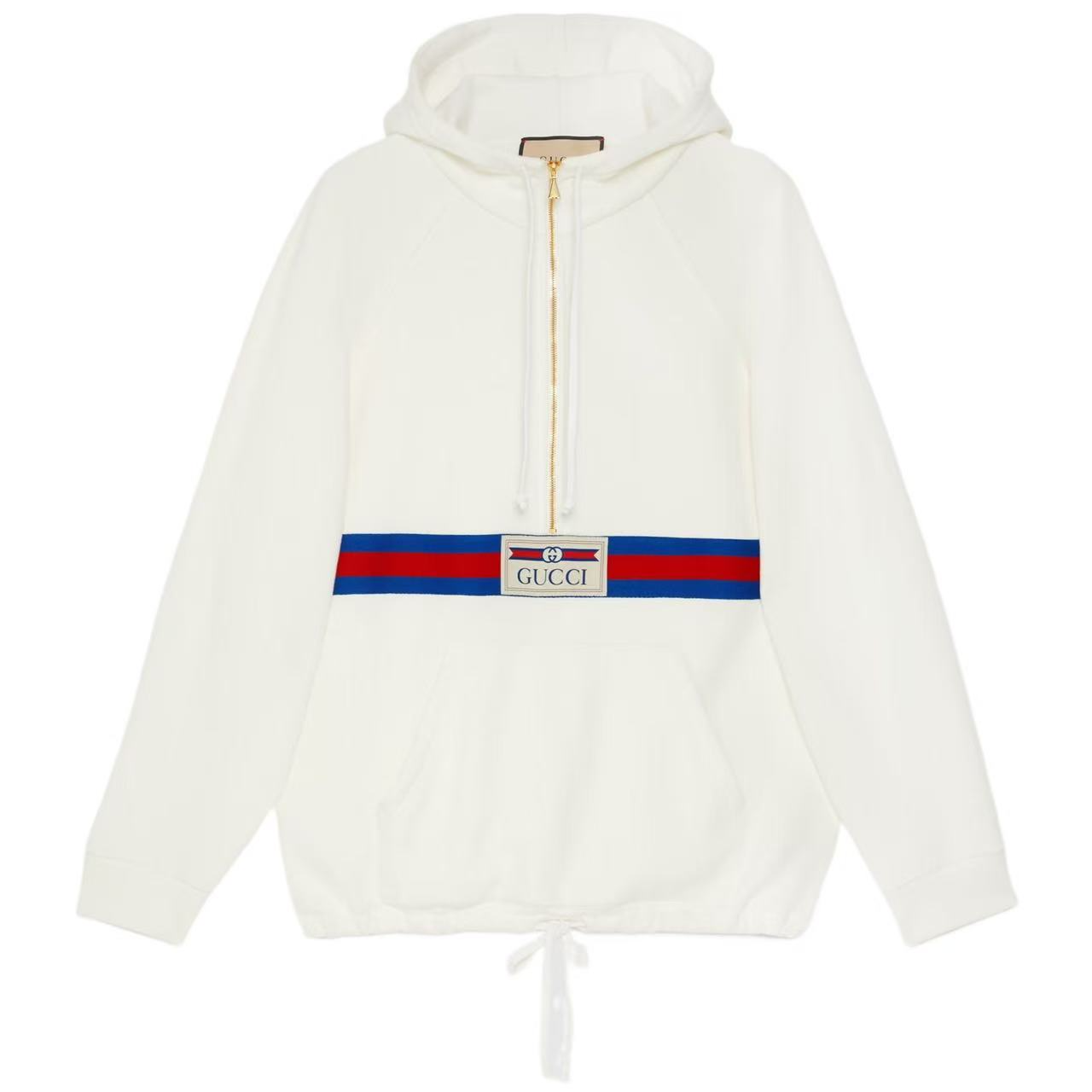 Gucci/古驰 全新带吊牌 月牙白宽松版型织带拉链卫衣 女 XXS