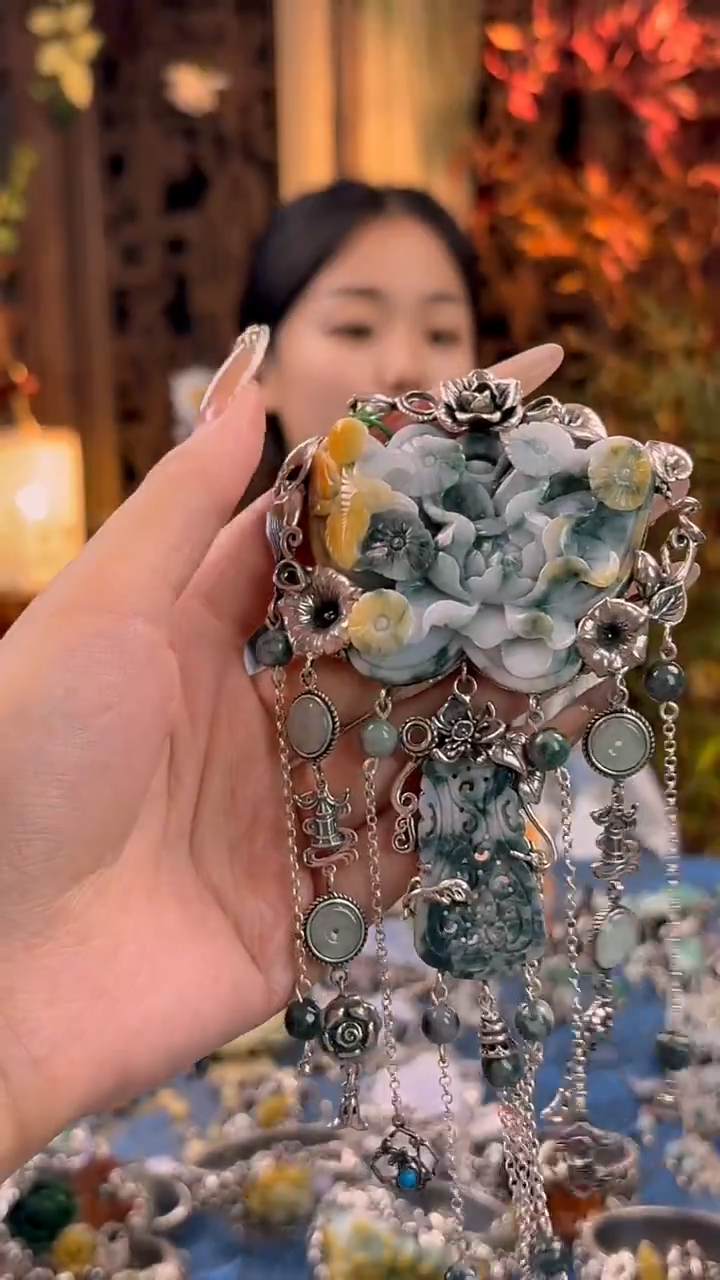 项圈银S925镶嵌翡翠吊坠