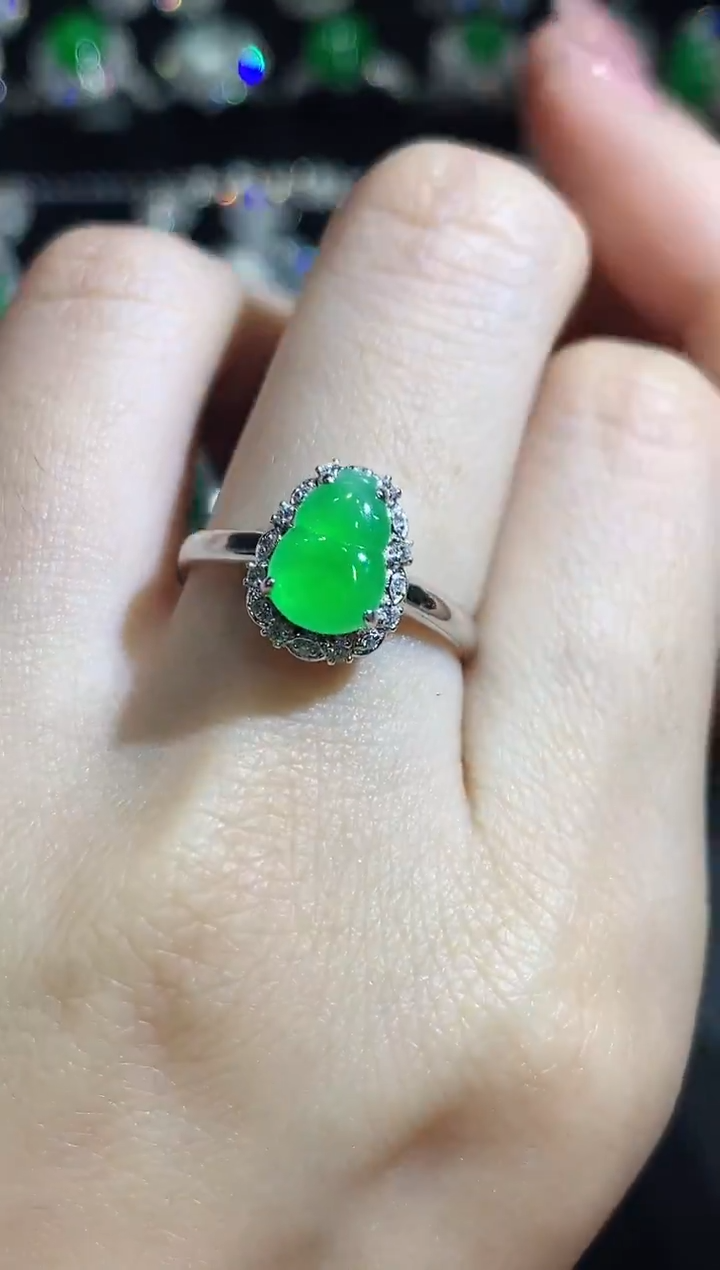 18K金镶嵌戒指翡翠A14翡翠