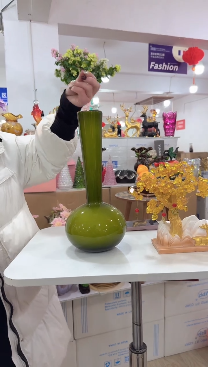 【闪购商品】无铅玻璃洛芙花器-b-63早绿花盆