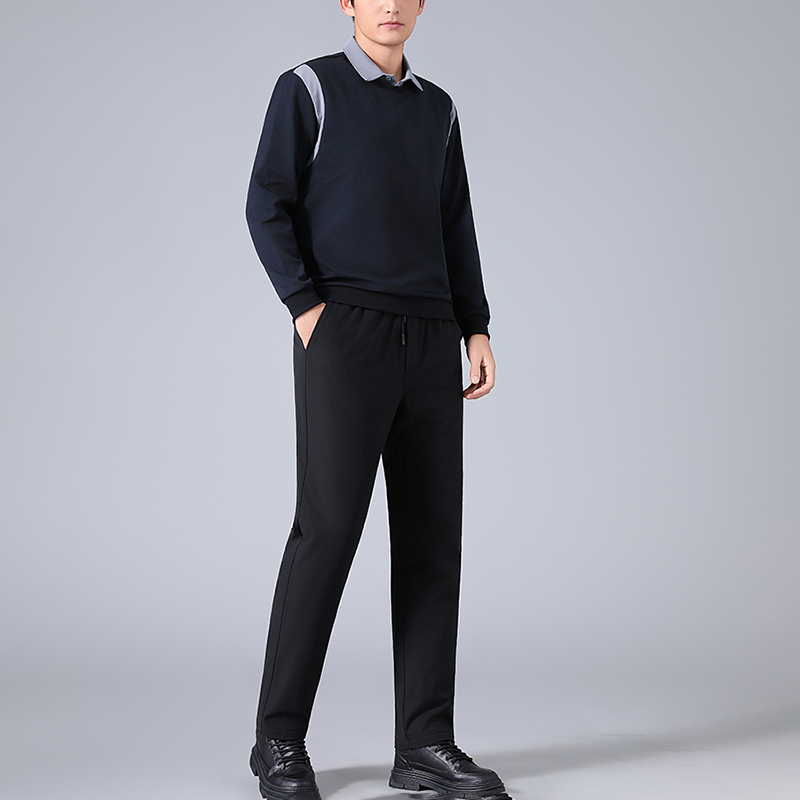 （防风保暖鹅绒裤）301秋冬松紧腰加厚百搭防风松紧腰休闲裤D