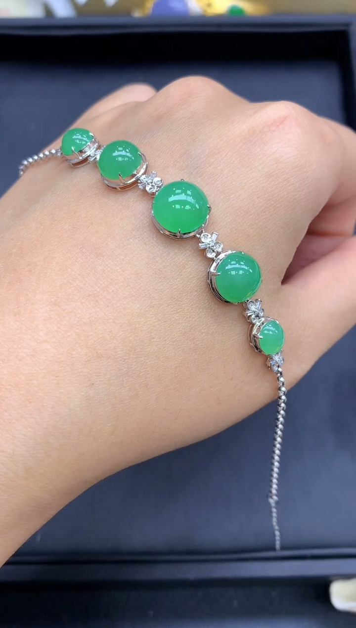 18K金镶嵌手链翡翠616-中国好珍宝