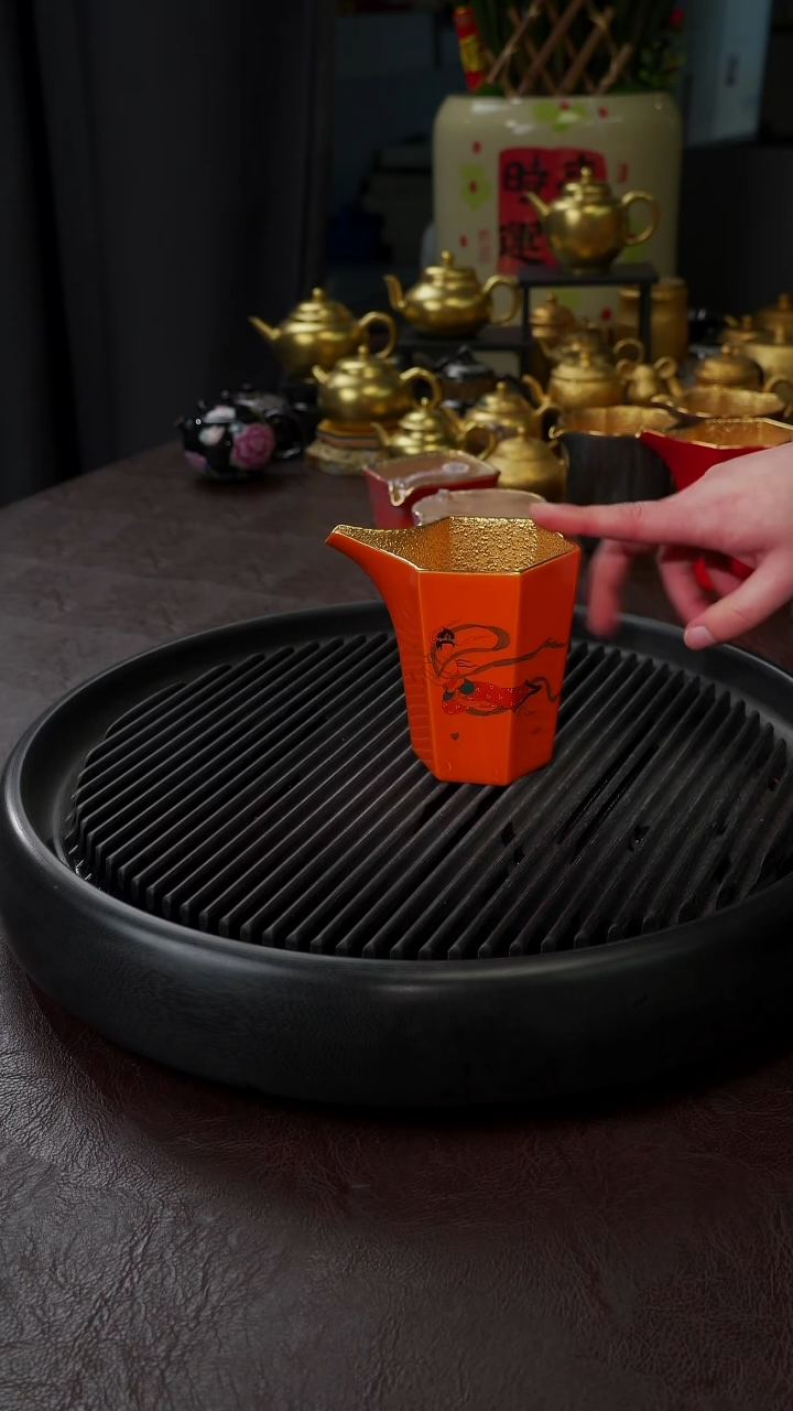 【闪购商品】杯【宜景窑爱马仕橙鎏金系列】公道