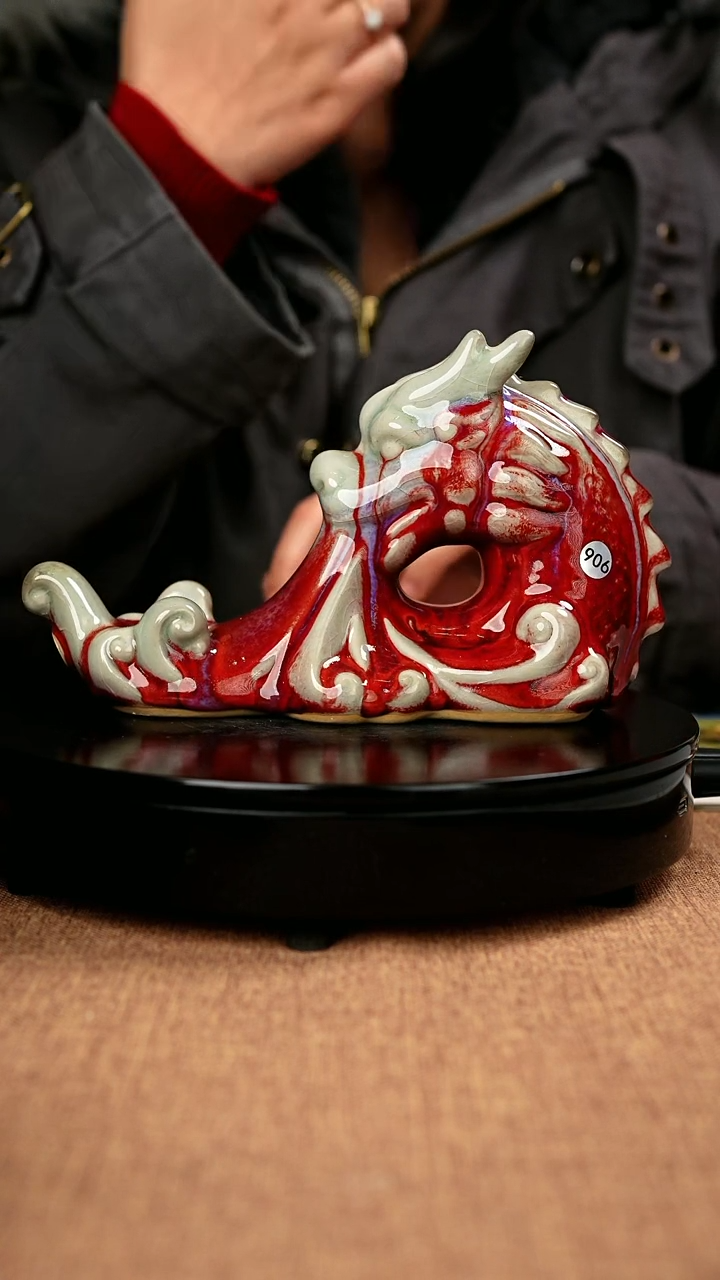 【闪购商品】906#国工一级品原矿钧瓷炉钧釉小龙摆件