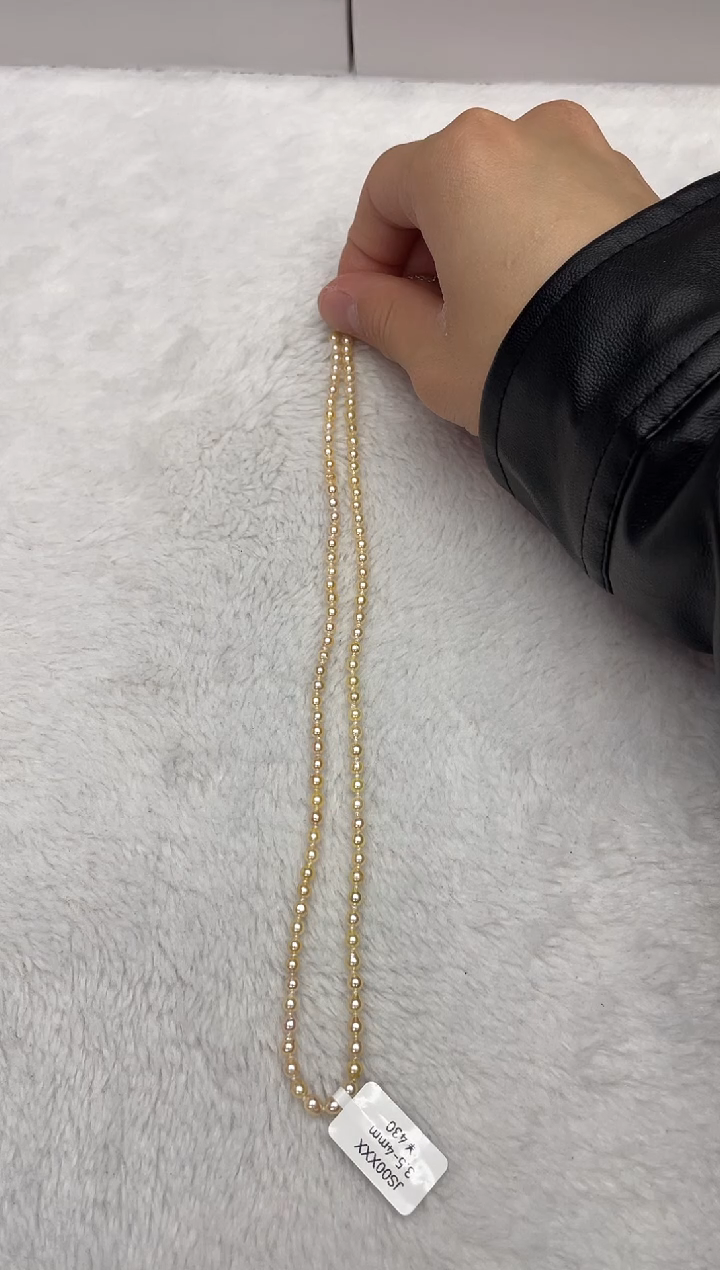 【闪购商品】海水珍珠颈饰未镶嵌AK羽皇金3.5-4mm（多样性发一）