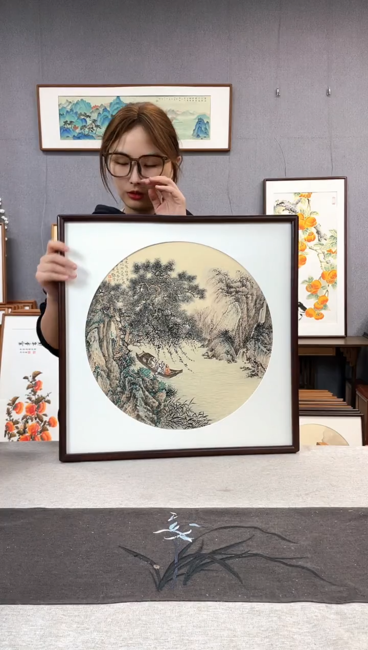 【闪购商品】国画手写手绘带框作品-52*52-武艳芳